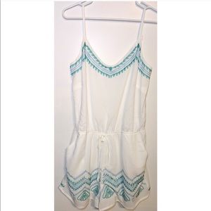 Dainty Hooligan White w/ Blue Details Romper